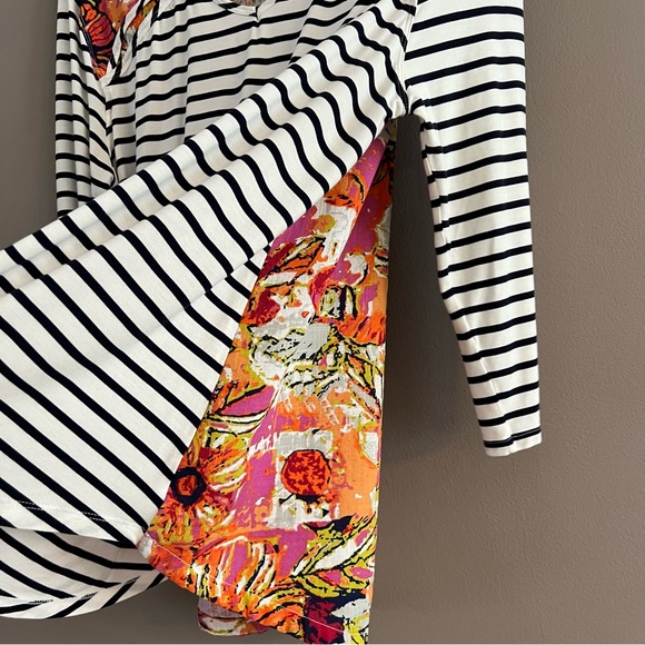 Soft Surroundings Striped Floral Blouse Classic Nautical Coastal Large *Hole - Picture 9 of 14